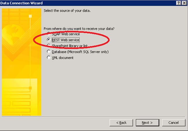 REST web service InfoPath designer